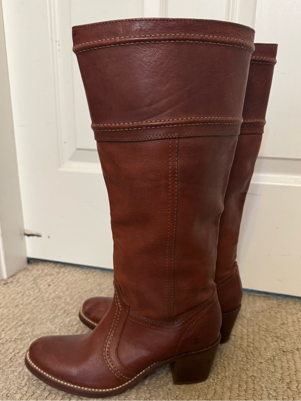 Vintage Frye Jane Boots Leather Brown size 7.5 
Made in Mexico